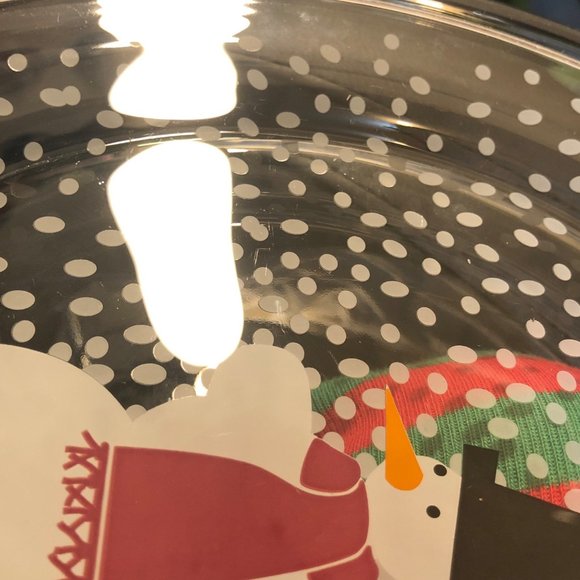 Set of 2 BODUM Glass 10" Winter Holiday Snowman Dinner Plates ~ Christmas Snow - Picture 5 of 6
